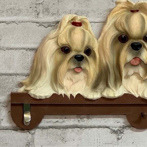 Doggie Decor Shih Tzu Wall Hanging Plaque Realistic Eyes Key Leash Note Holder - Picture 5 of 10